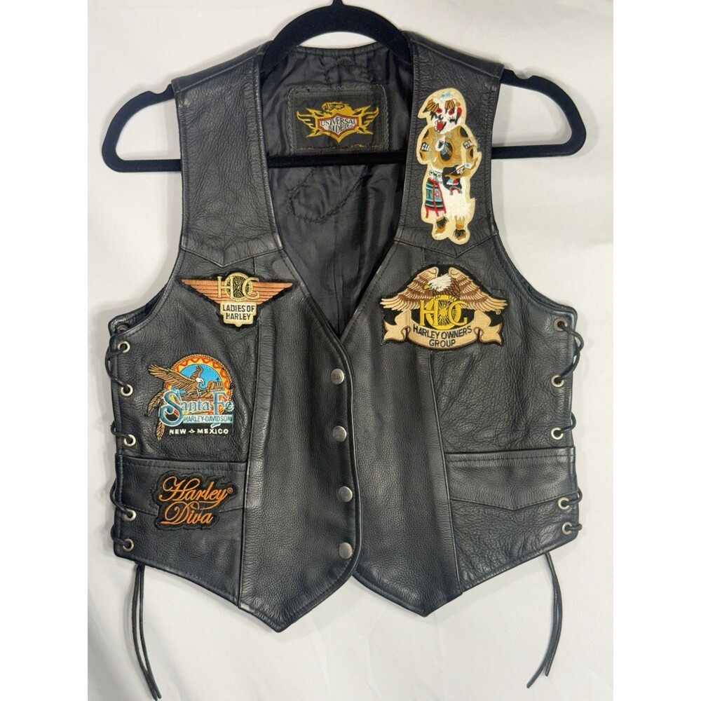 Universal Rider Wmn's Leather Vest Sz M 35" Bust Adjustable